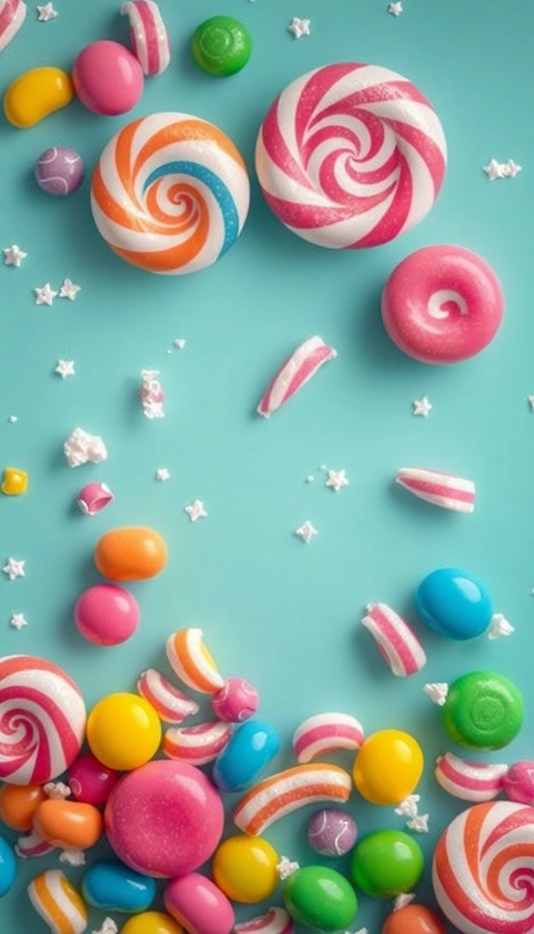 HD iPhone AI Mixed Candies Close Up Sophisticated Wallpaper Royalty-Free Image